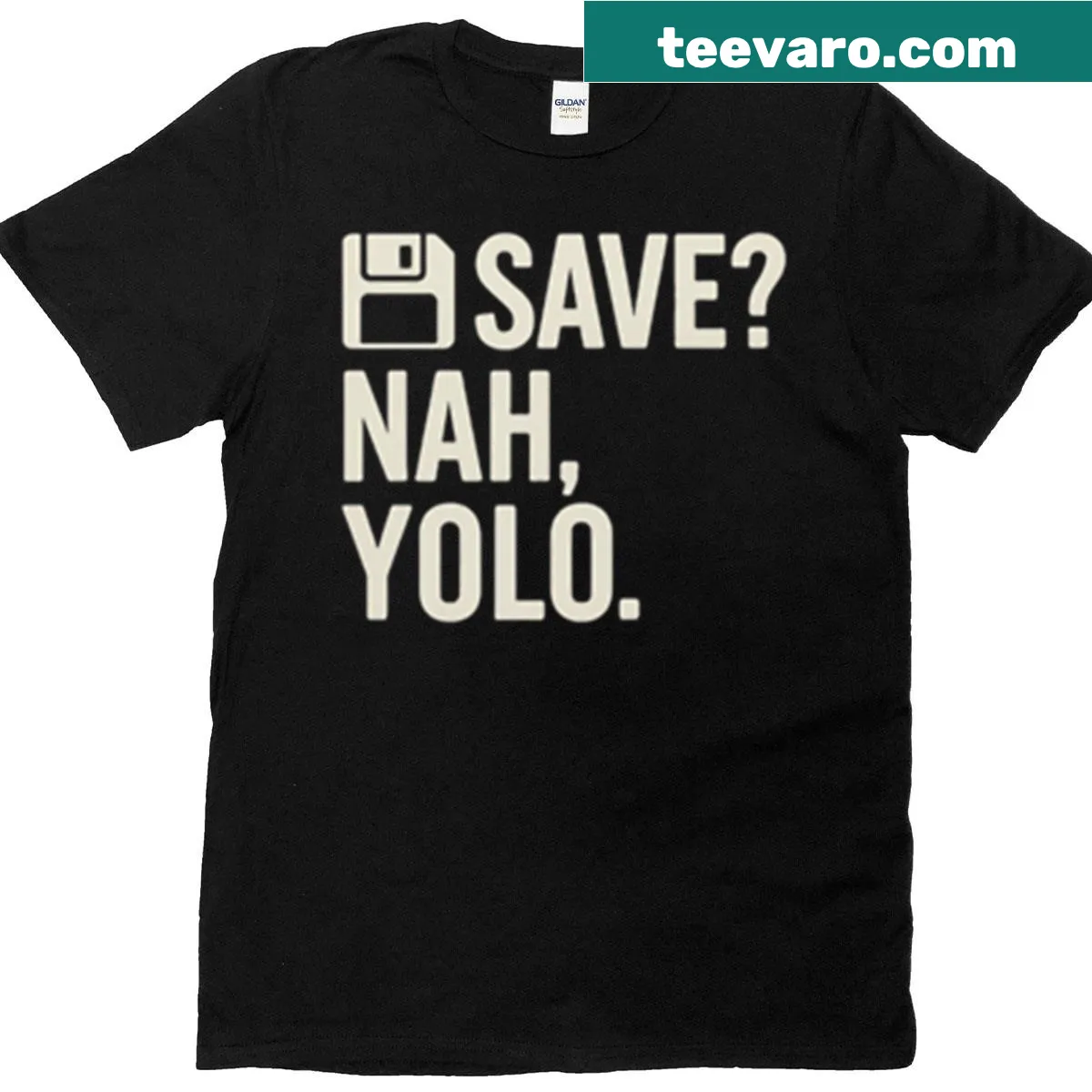 Minimalist tee with the quote 'Save Nah Yolo' for gamers. — on a men's t-shirt