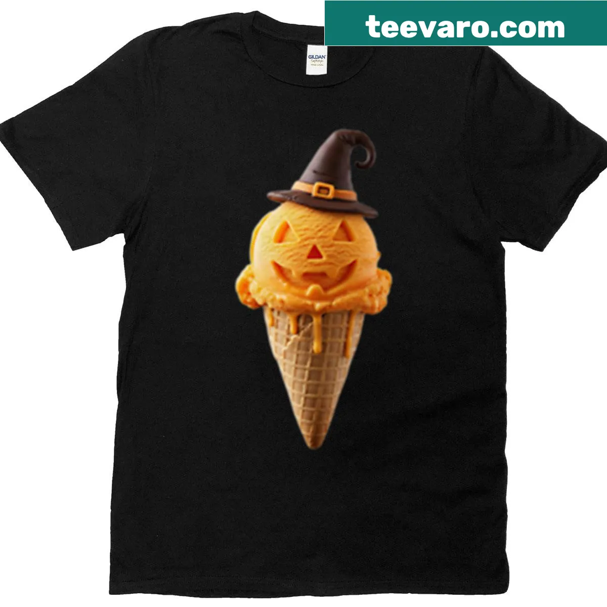 Playful Halloween-themed T-shirt featuring spooky illustrations. — on a men's t-shirt