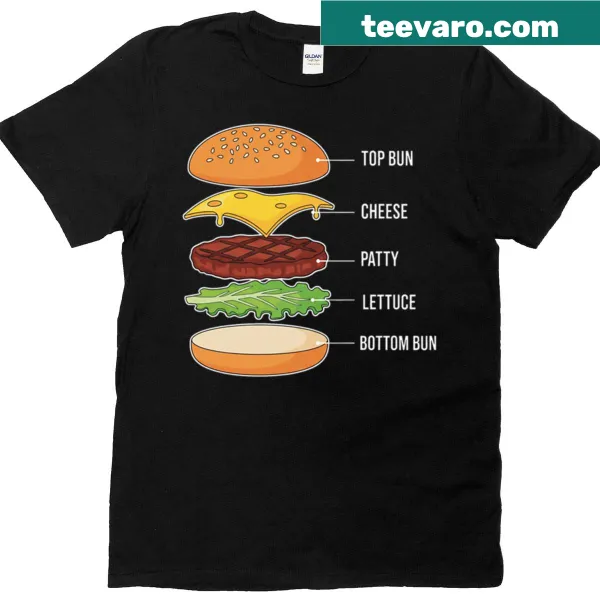 Diagram of a cheeseburger anatomy design T-shirt