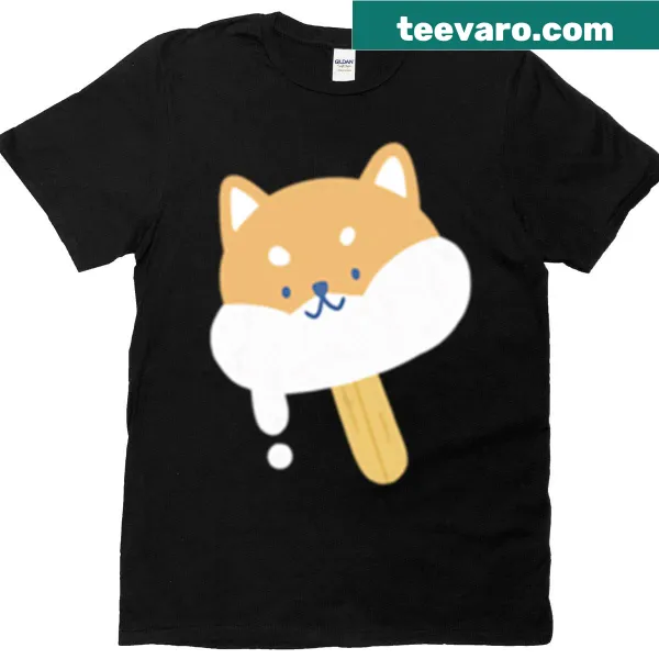Illustrated Shiba Inu enjoying an ice cream pop in a playful pose