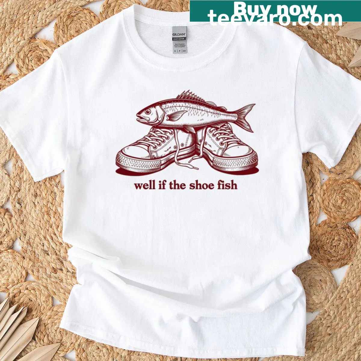 Funny fishing meme t-shirt featuring a retro fish design — on a men's t-shirt
