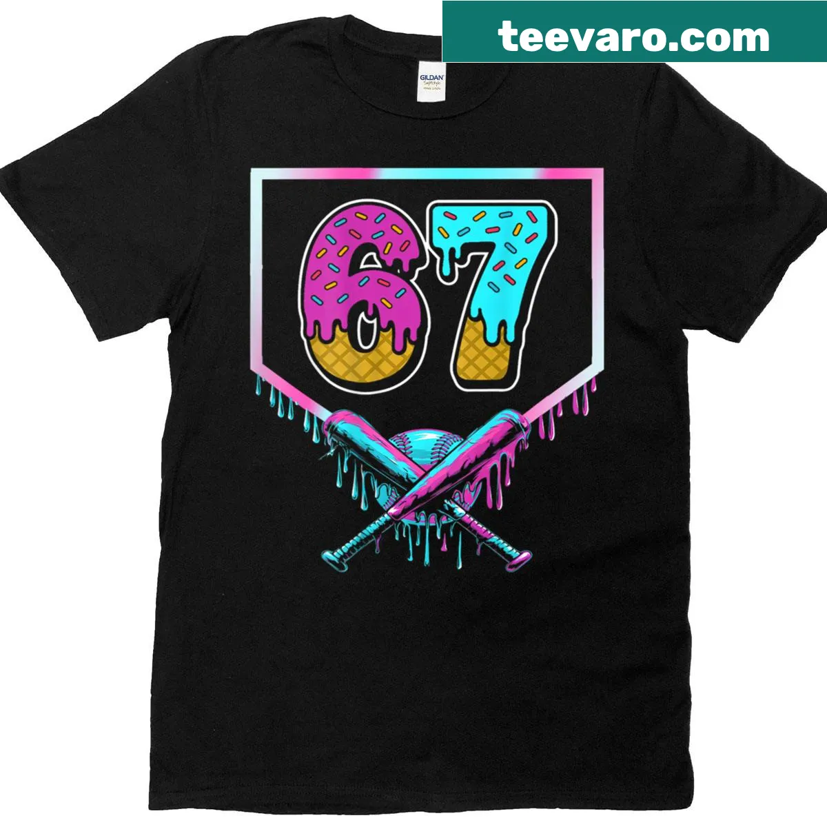 Ice cream drip design with 'Mason Meme' on back. — on a men's t-shirt