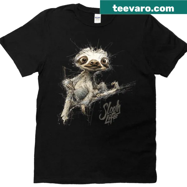 Hand-drawn sloth illustration on a casual tee for sloth lovers