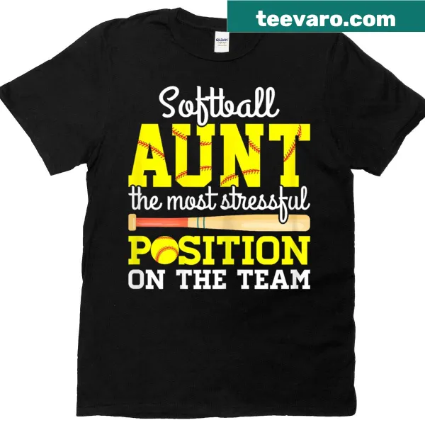 Funny softball aunt shirt with playful text design