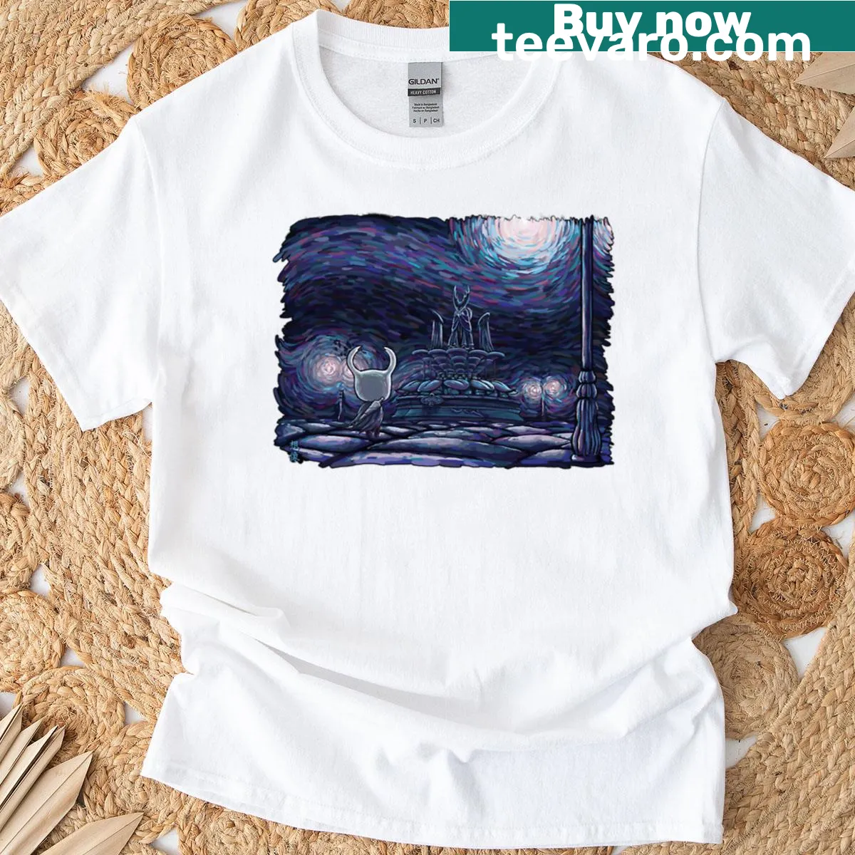 Illustration of a starry knight on a t-shirt — on a men's t-shirt