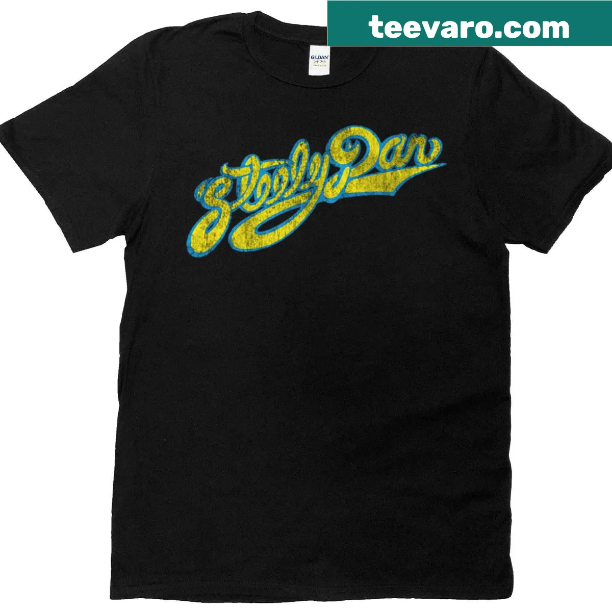 Steely Dan logo on a classic vintage t-shirt — on a men's t-shirt