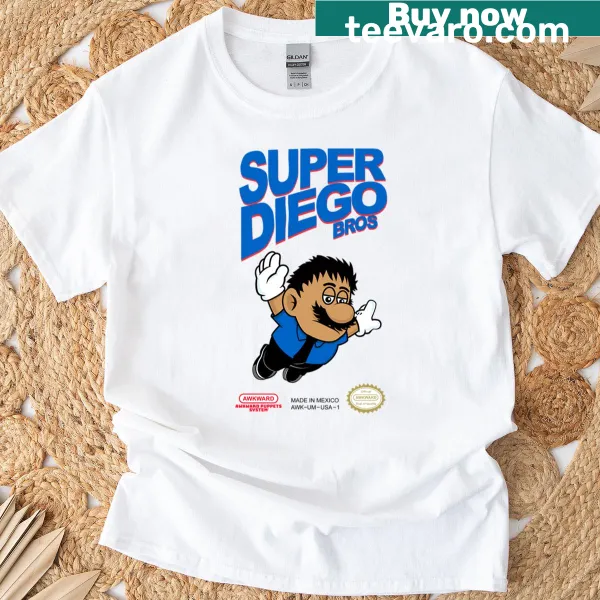 Cartoon-style t-shirt inspired by classic video games.