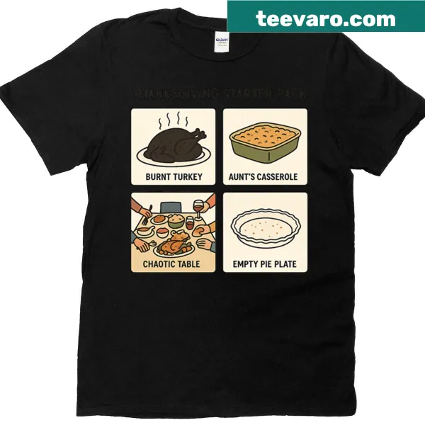Thanksgiving shirt with playful holiday graphics