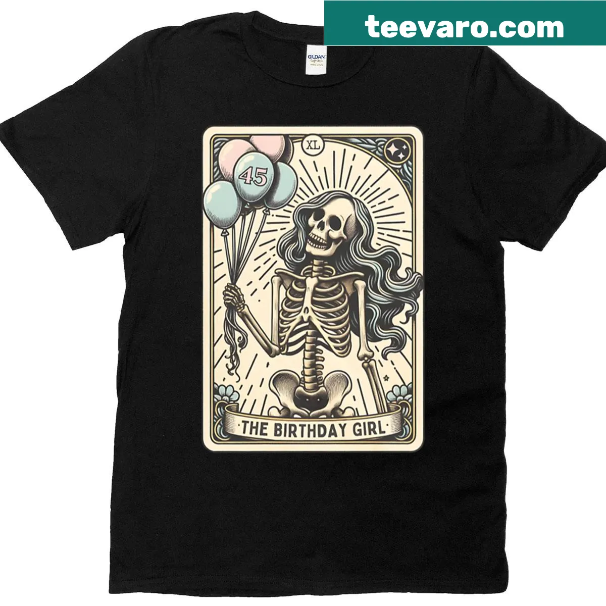 Tarot card design t-shirt celebrating the 45th birthday girl. — on a men's t-shirt
