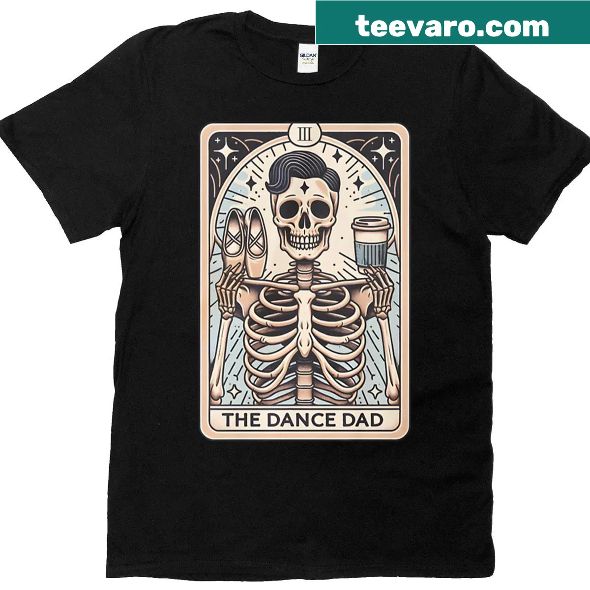 Illustrated tarot card design featuring a dance dad — on a men's t-shirt