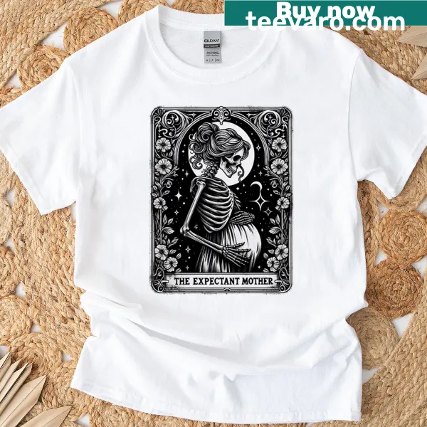 Illustrated t-shirt featuring the Expectant Mom tarot card design