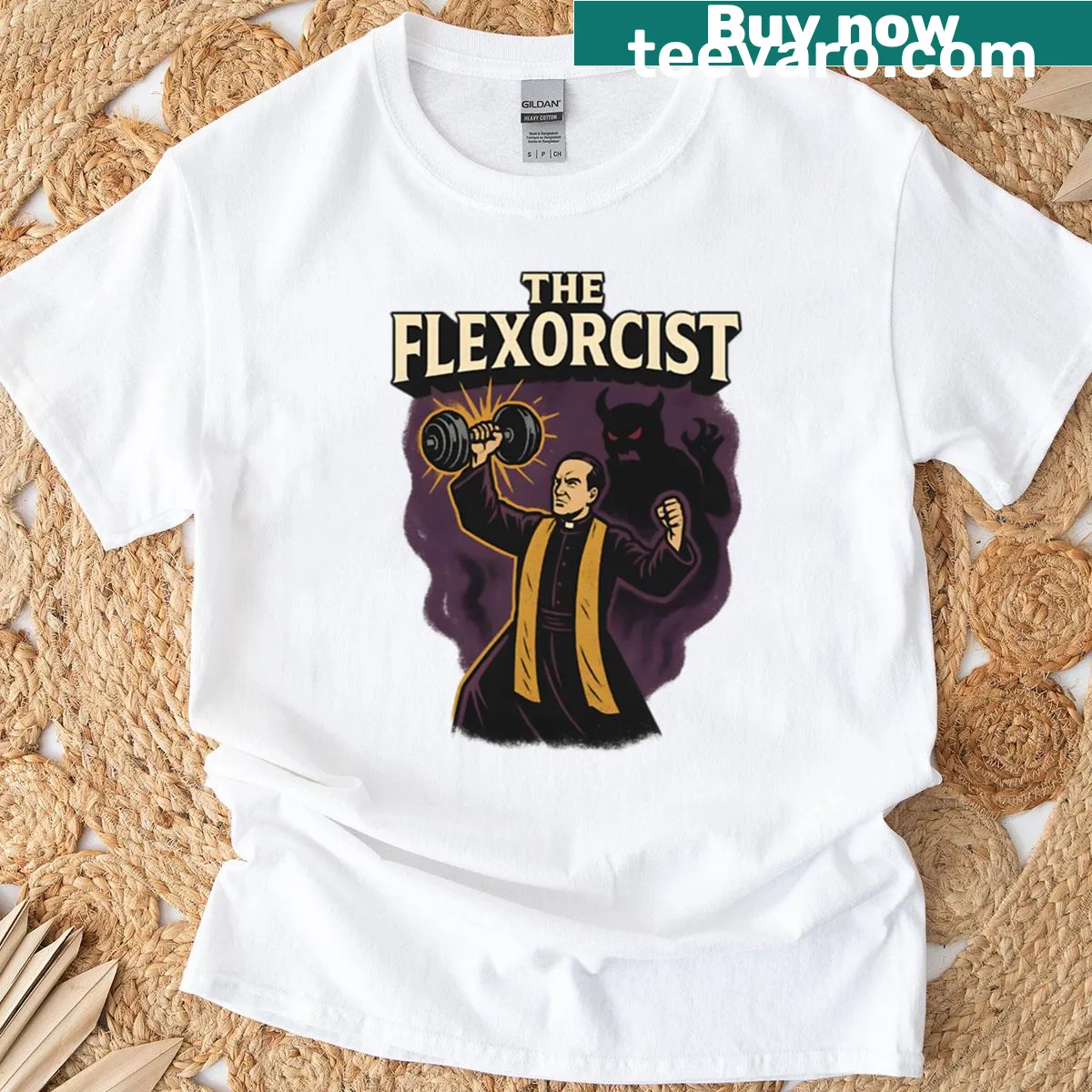 Edgy horror-themed fitness T-shirt with a parody design — on a men's t-shirt