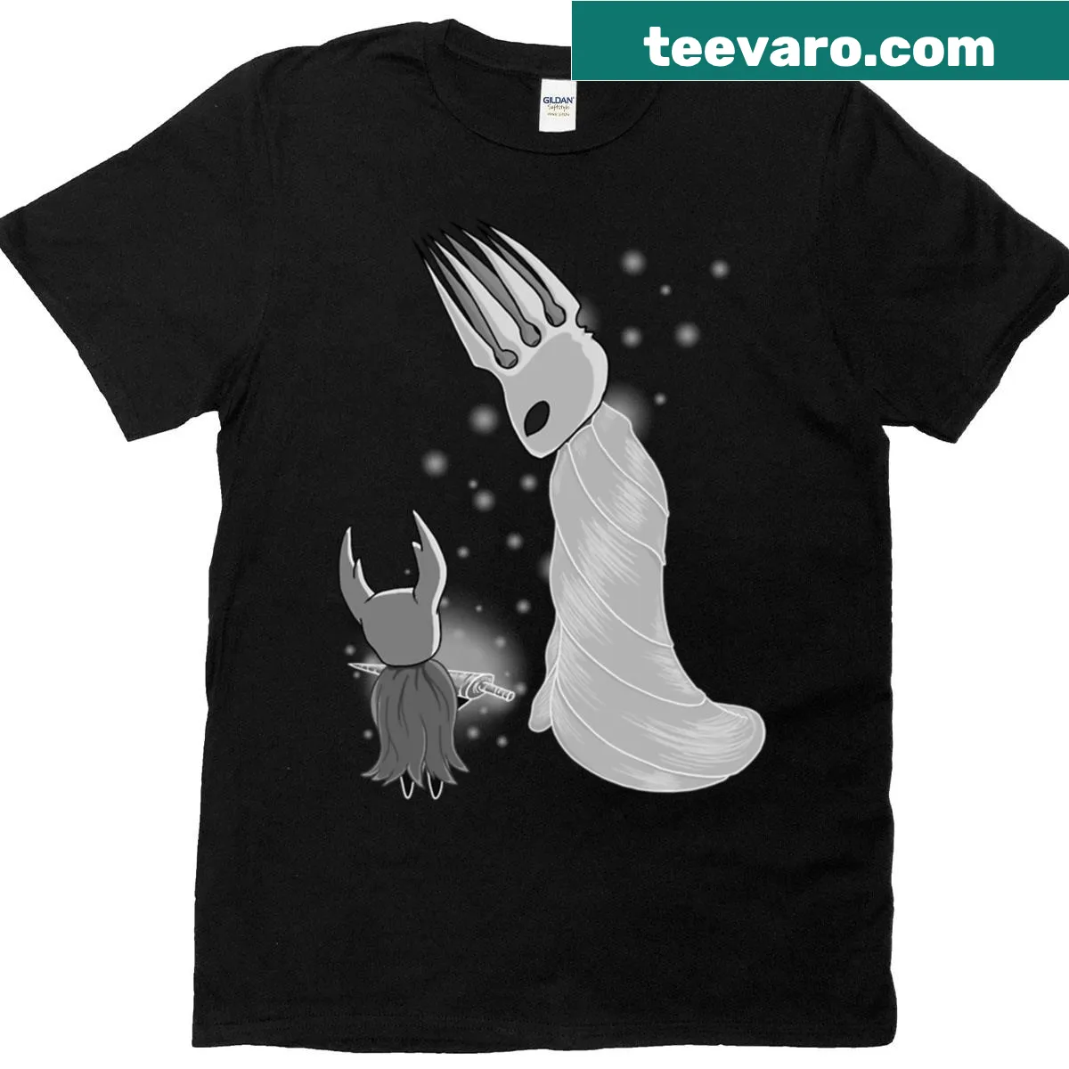 Oversized T-shirt featuring Hollow Knight and the Pale King graphic — on a men's t-shirt