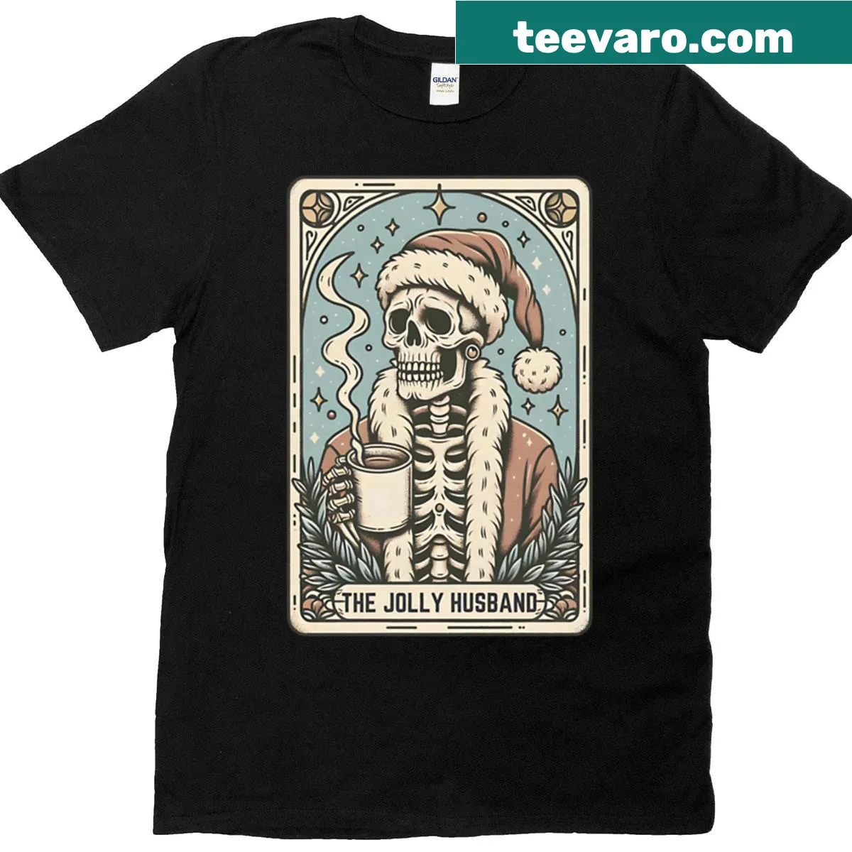 Illustration of a jolly husband tarot card design — on a men's t-shirt