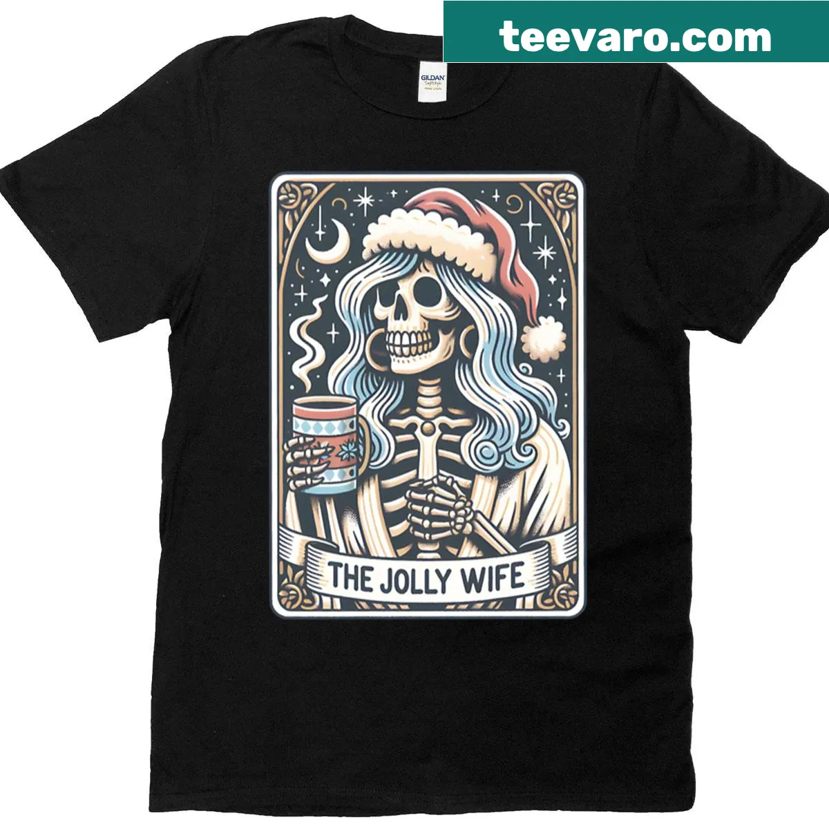Whimsical Tarot Card inspired graphic on T-shirt — on a men's t-shirt