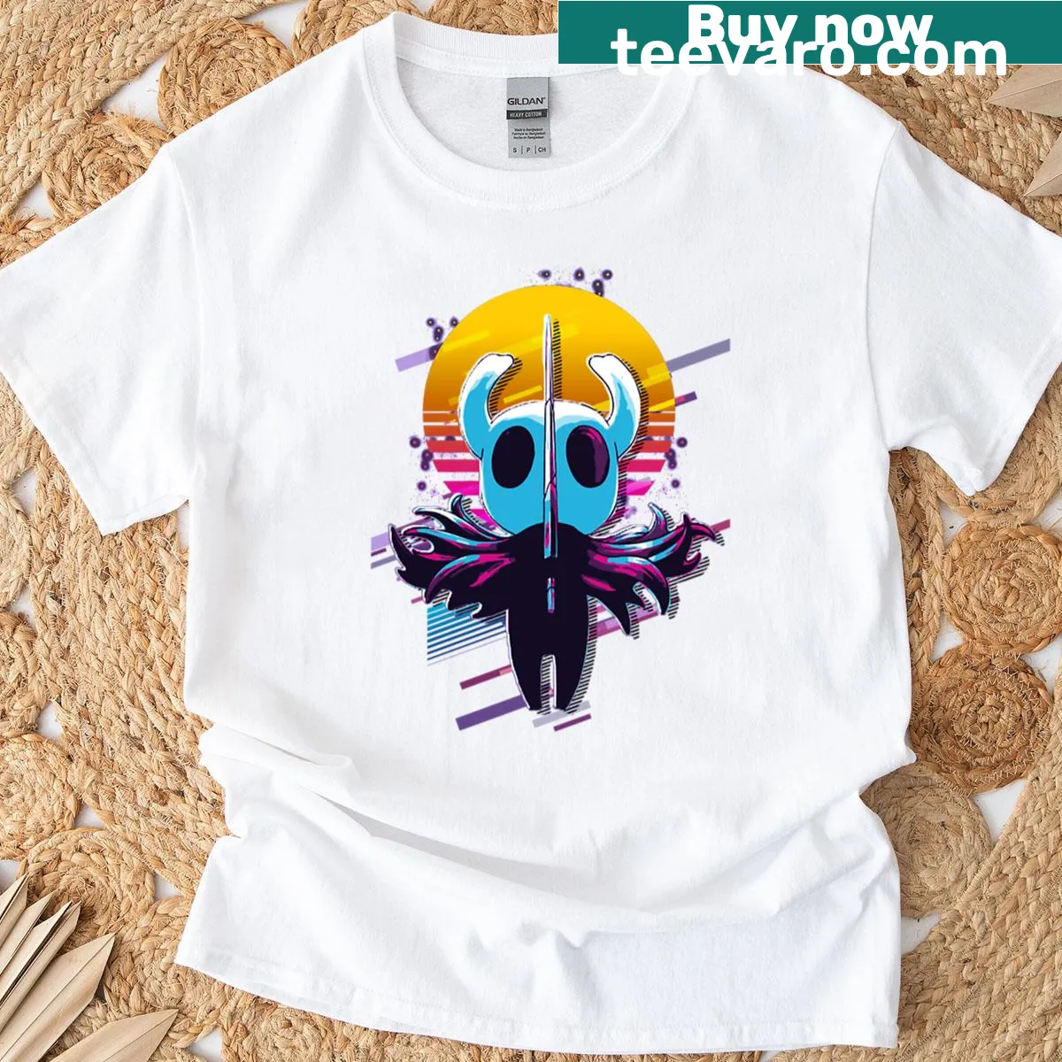 Vintage Hollow Knight t-shirt featuring a retro knight graphic — on a men's t-shirt