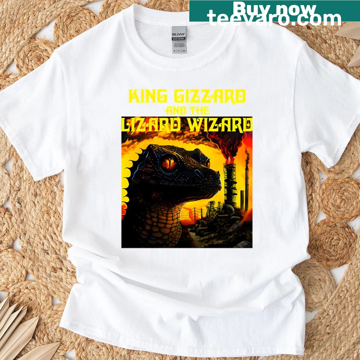 T-shirt featuring the name King Gizzard & The Lizard Wizard. — on a men's t-shirt