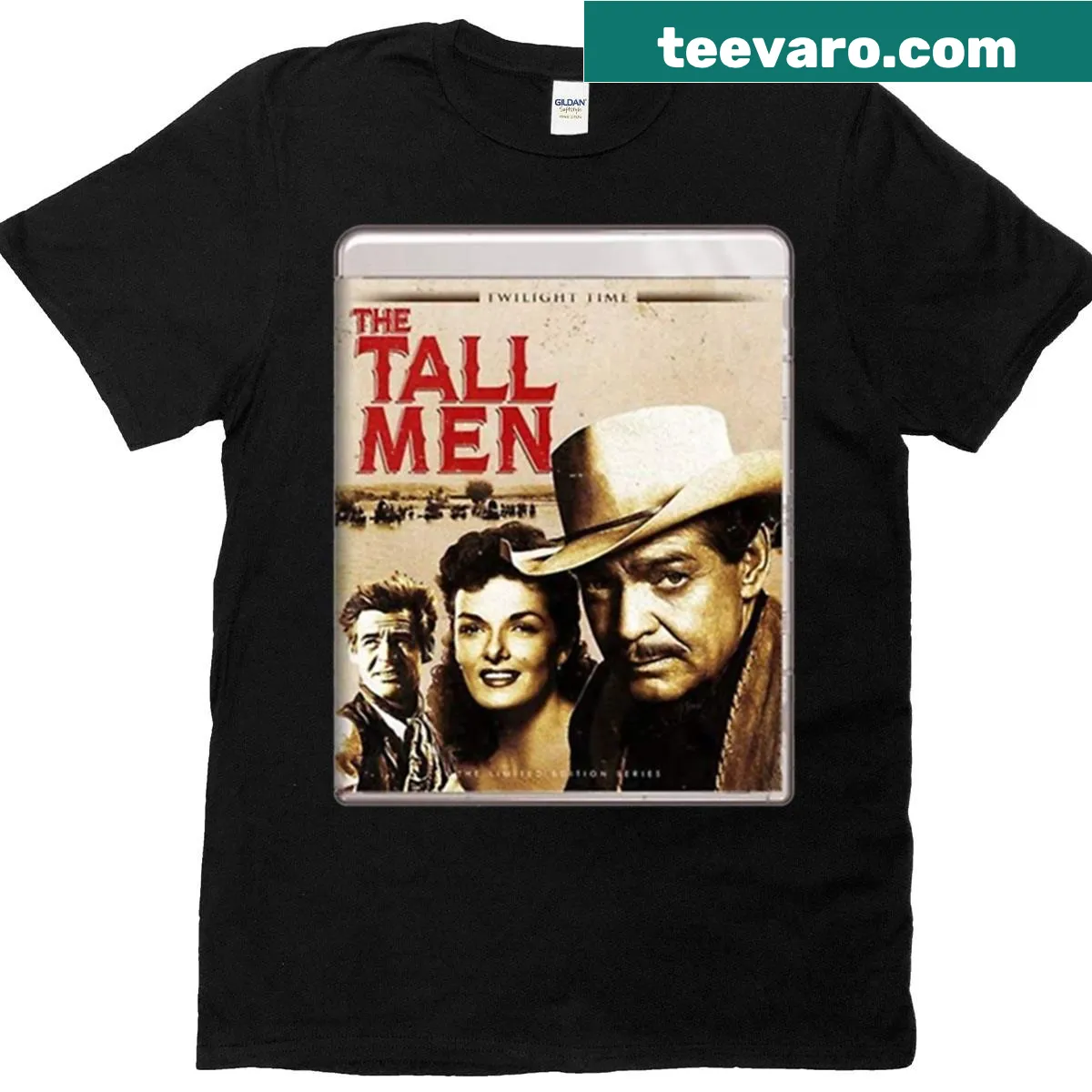 T-shirt with bold text saying 'The Tall Men' — on a men's t-shirt