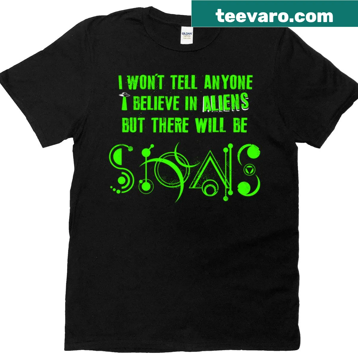 Text design reading 'There Will Be Signs' in bold typography — on a men's t-shirt