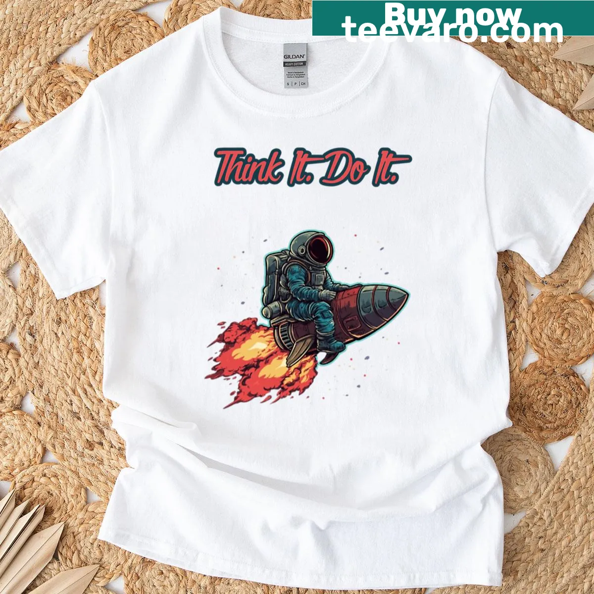 Inspirational typography graphic saying 'Think It Do It' on a casual shirt — on a men's t-shirt