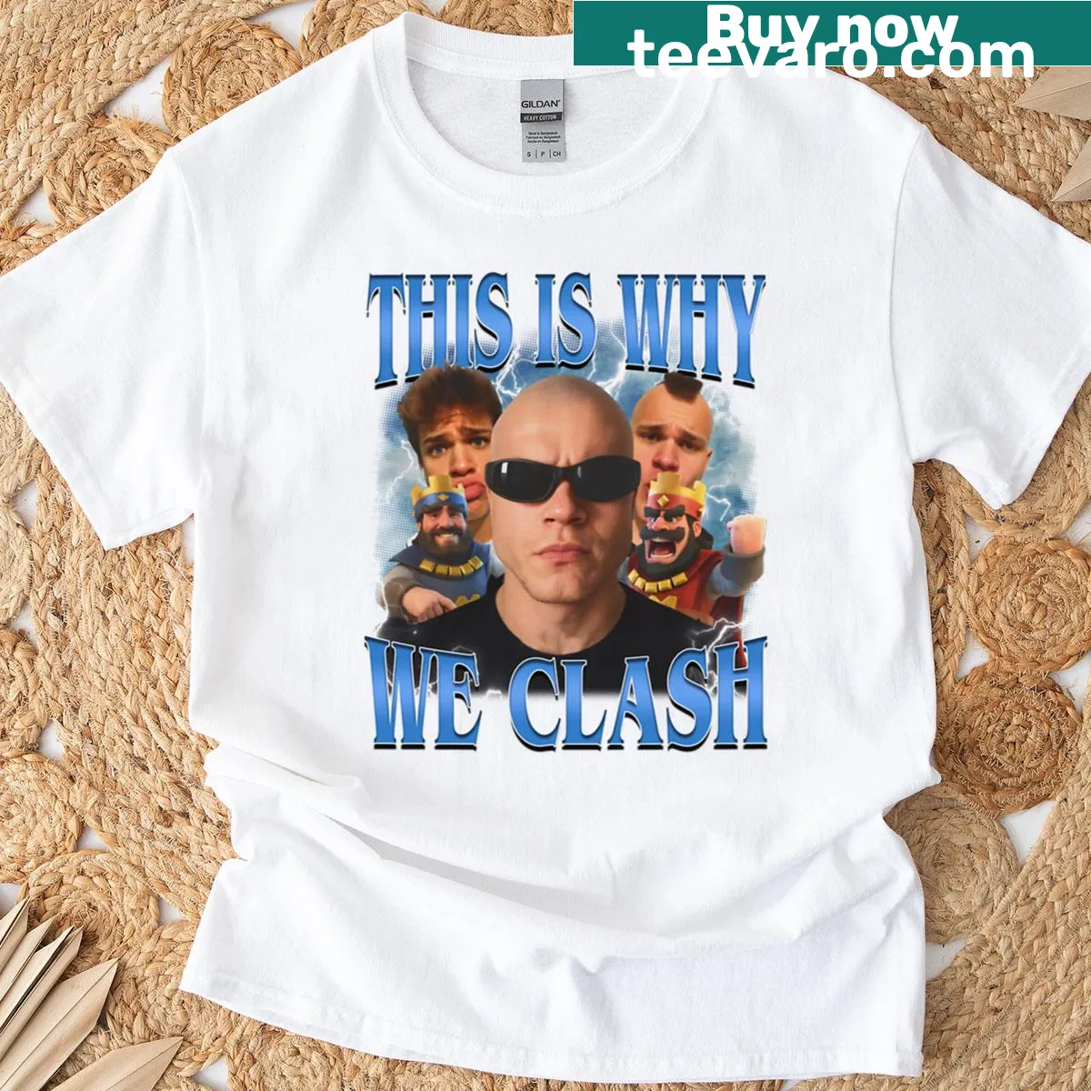Edgy gamer t-shirt with This Is Why We Clash text — on a men's t-shirt