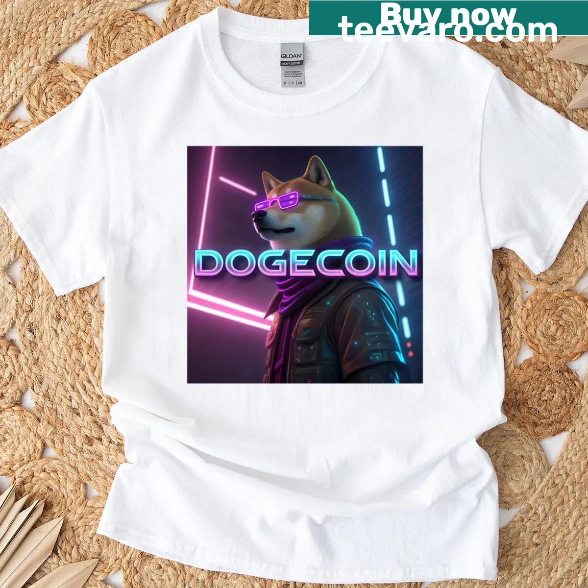 Doge meme graphic with a space theme on a T-shirt — on a men's t-shirt