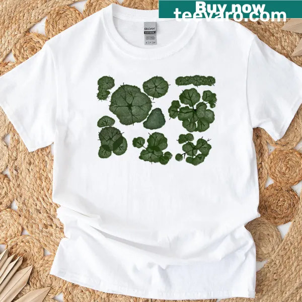 Minimalist t-shirt featuring top-down silhouette of foliage