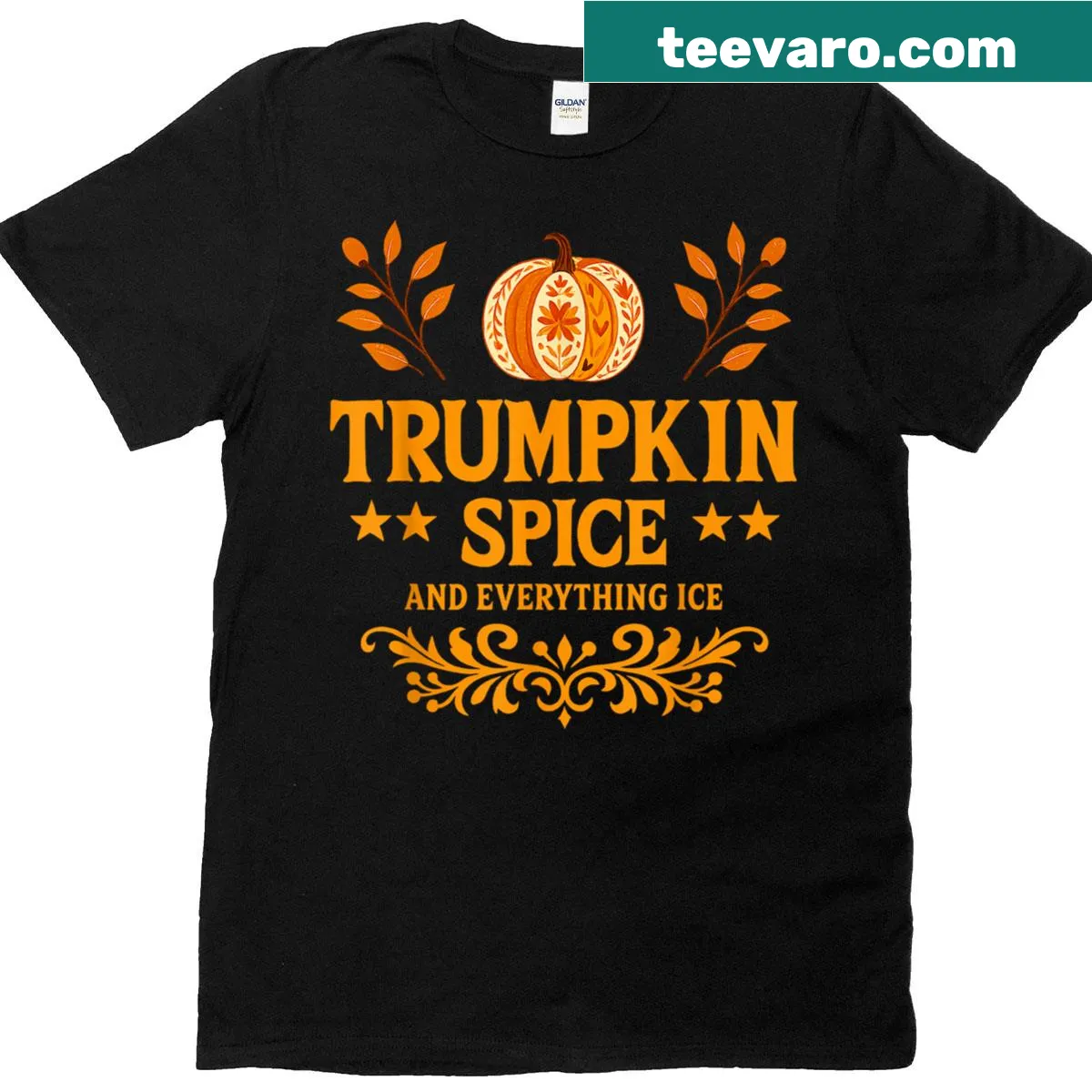 Halloween T-shirt with pumpkin illustrations and playful text — on a men's t-shirt