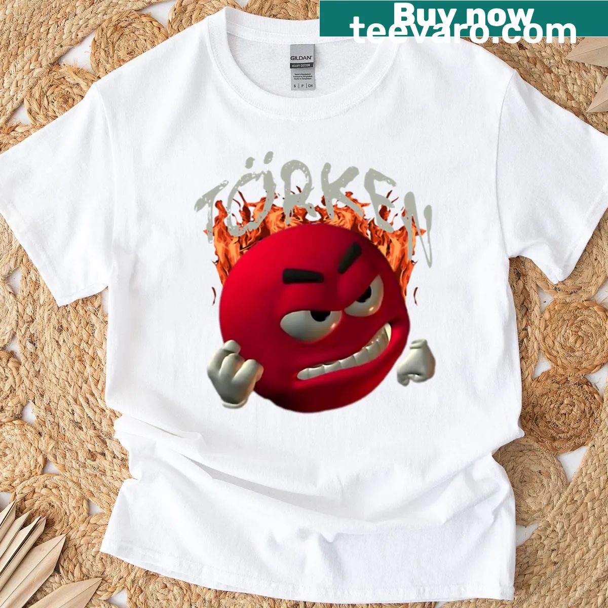 Funny T-shirt featuring an angry emoji graphic — on a men's t-shirt