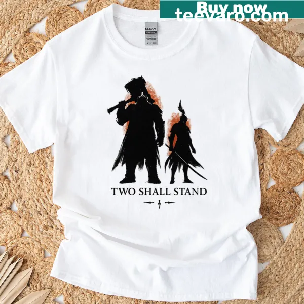 Minimalist ink brush design T-shirt featuring Ornstein and Smough