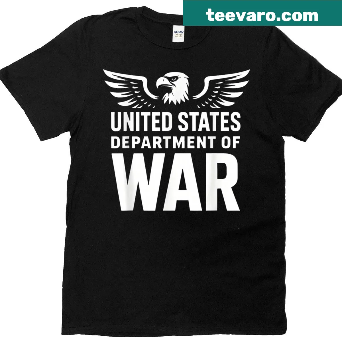 T-shirt with eagle emblem representing the United States Department of War for veterans — on a men's t-shirt