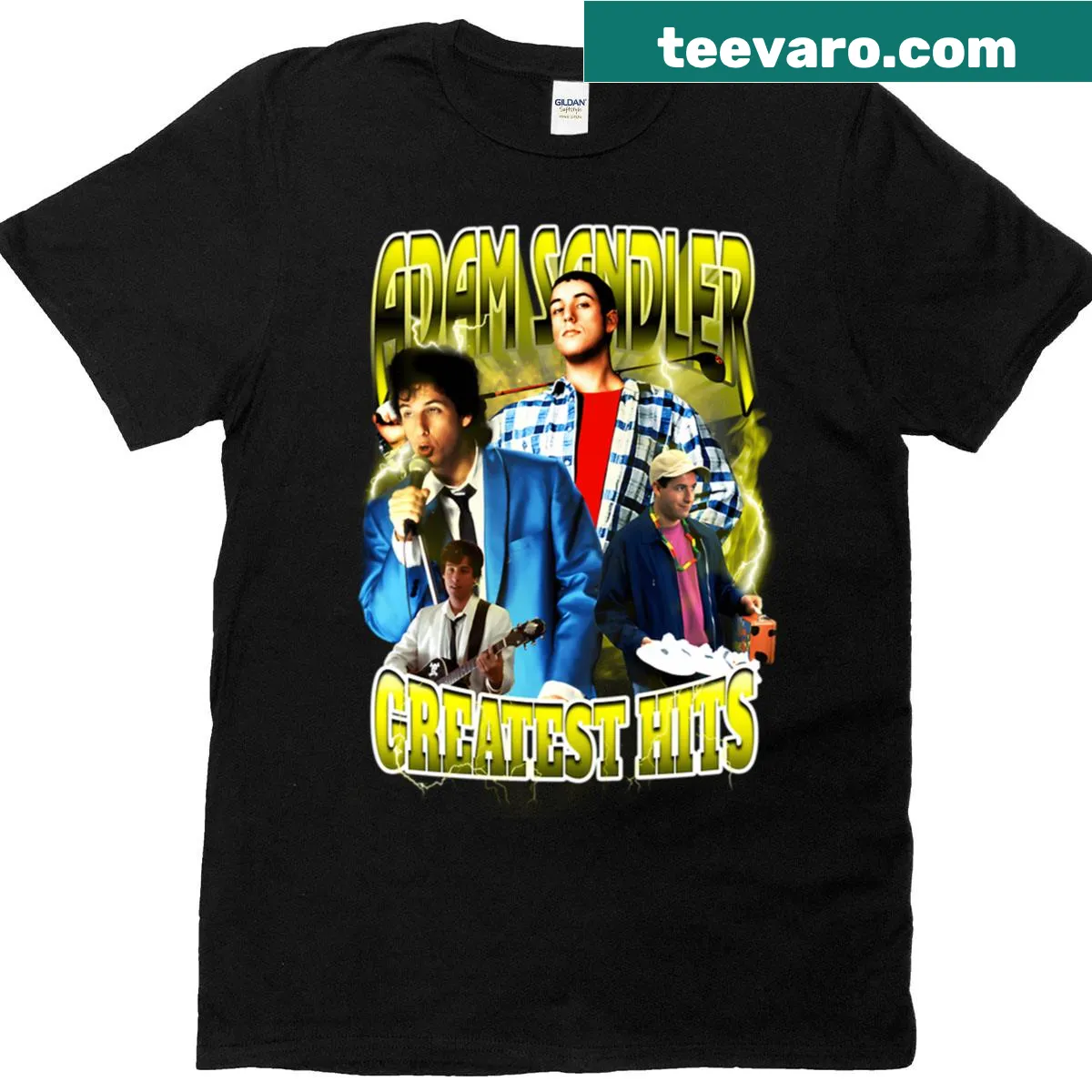 Vintage-style shirt celebrating 90s comedy movies and legends. — on a men's t-shirt