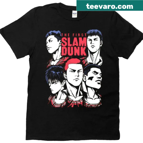 Vintage-style youth T-shirt with basketball graphics and manga vibes