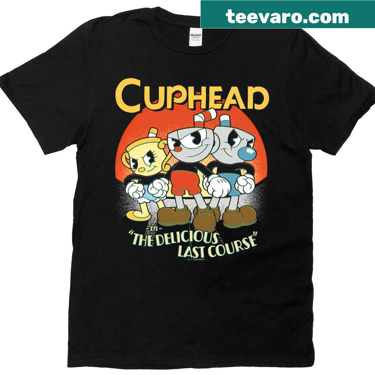 Retro t-shirt with devil dice and villain-themed artwork. — on a men's t-shirt