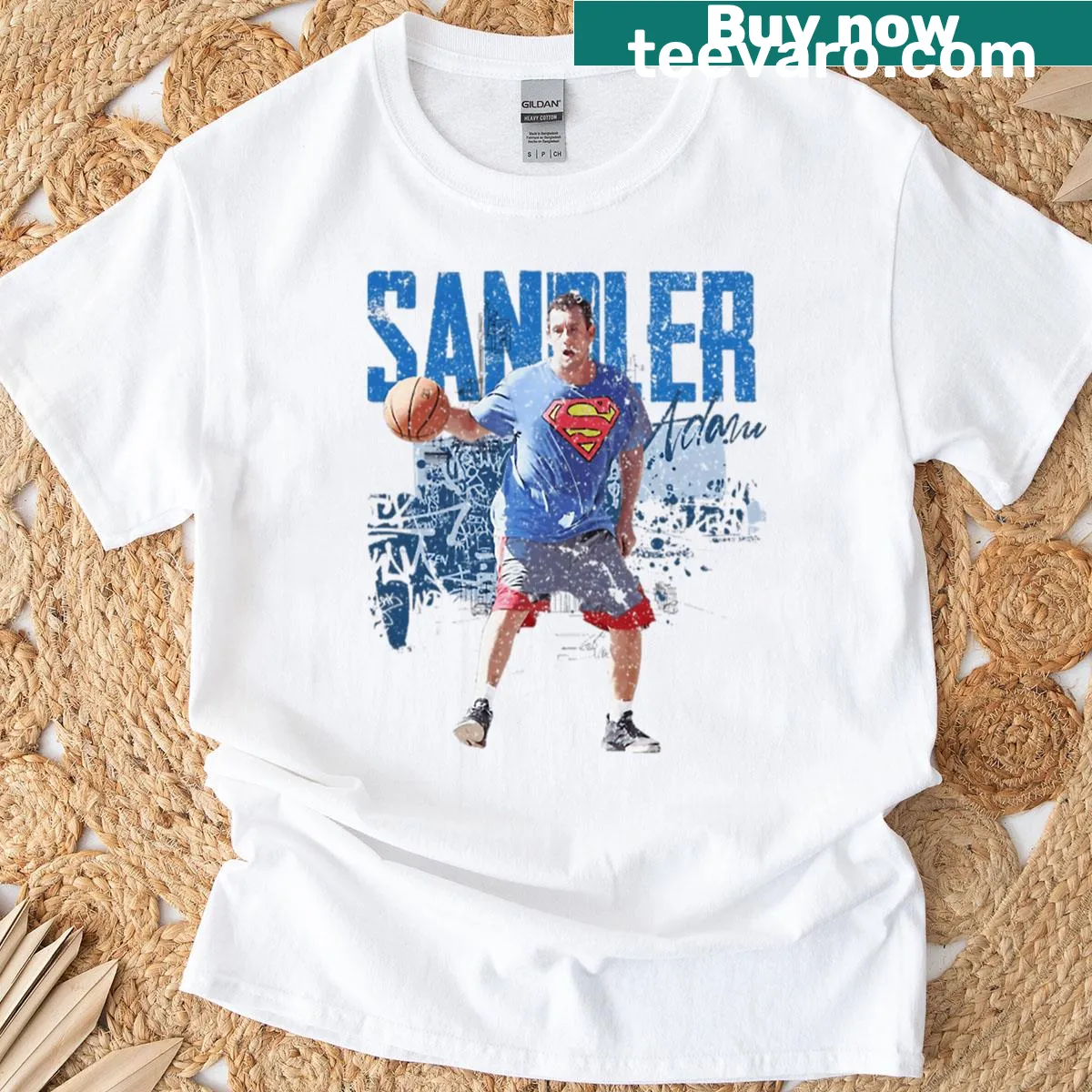 Vintage 90s comedy-themed typography on a t-shirt — on a men's t-shirt