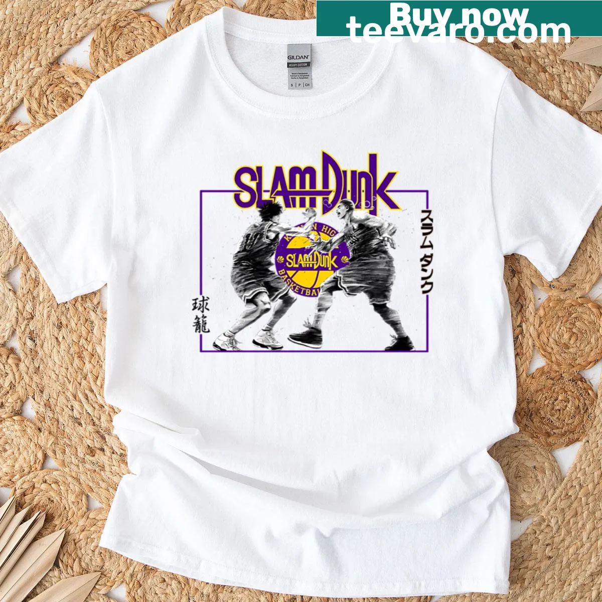 Vintage basketball manga design on a youth T-shirt. — on a men's t-shirt