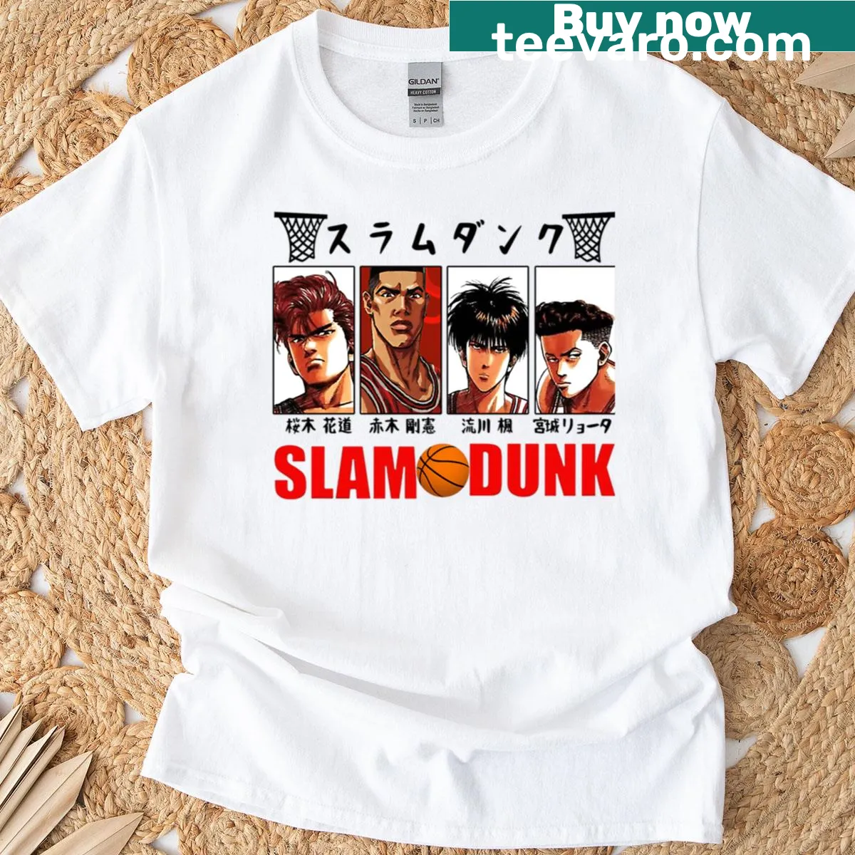 Manga-inspired basketball t-shirt featuring youth characters in action — on a men's t-shirt