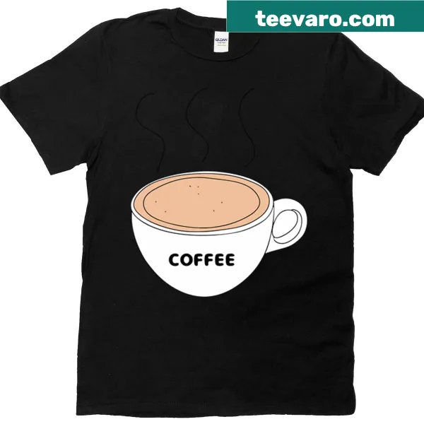 Cozy coffee-themed t-shirt with a graphic of a steaming cup