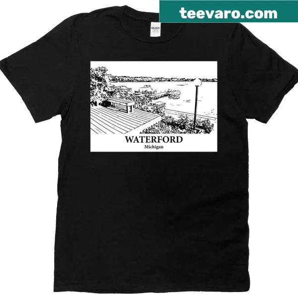 Vintage-style Waterford Michigan T-shirt with town graphic