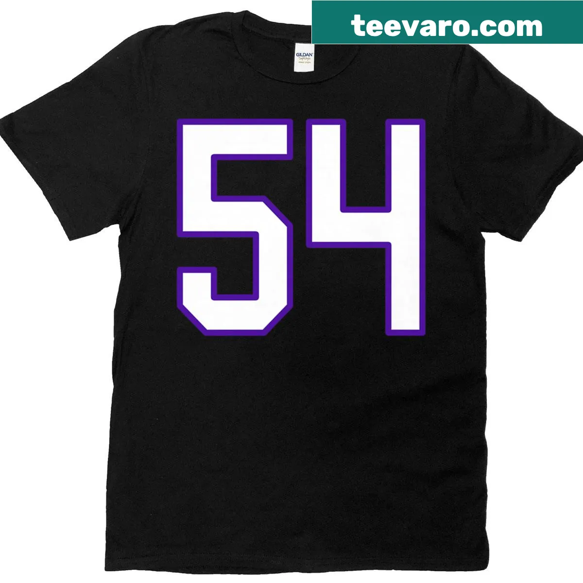 Number 54 jersey style t-shirt with player uniform design — on a men's t-shirt