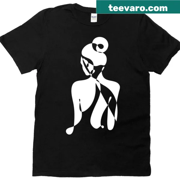 Illustration of a woman in back pose on a T-shirt