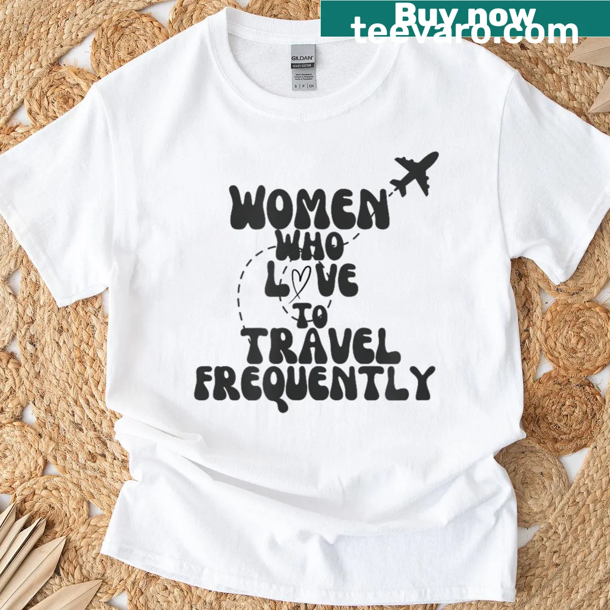 Inspirational travel-themed typography for women on a t-shirt — on a men's t-shirt