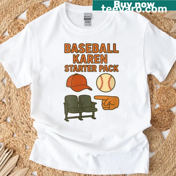 Humorous baseball-themed shirt with 'Karen' graphic
