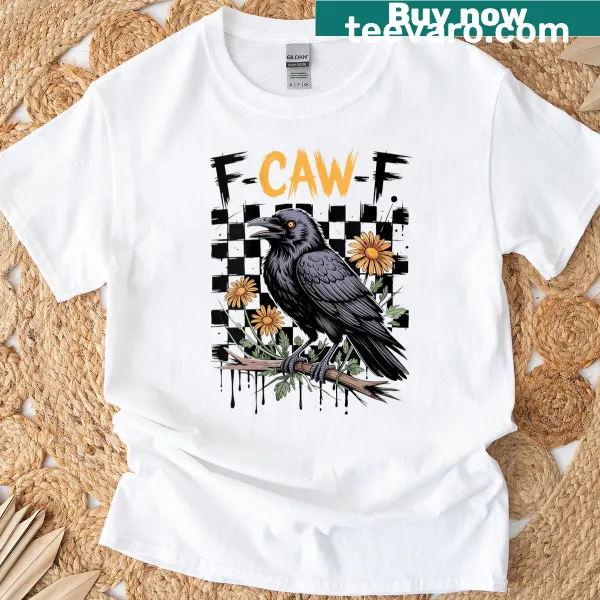 Funny Halloween shirt featuring a black crow design