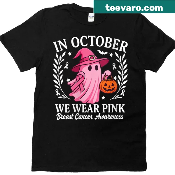 Breast cancer awareness ghost design for Halloween t-shirt