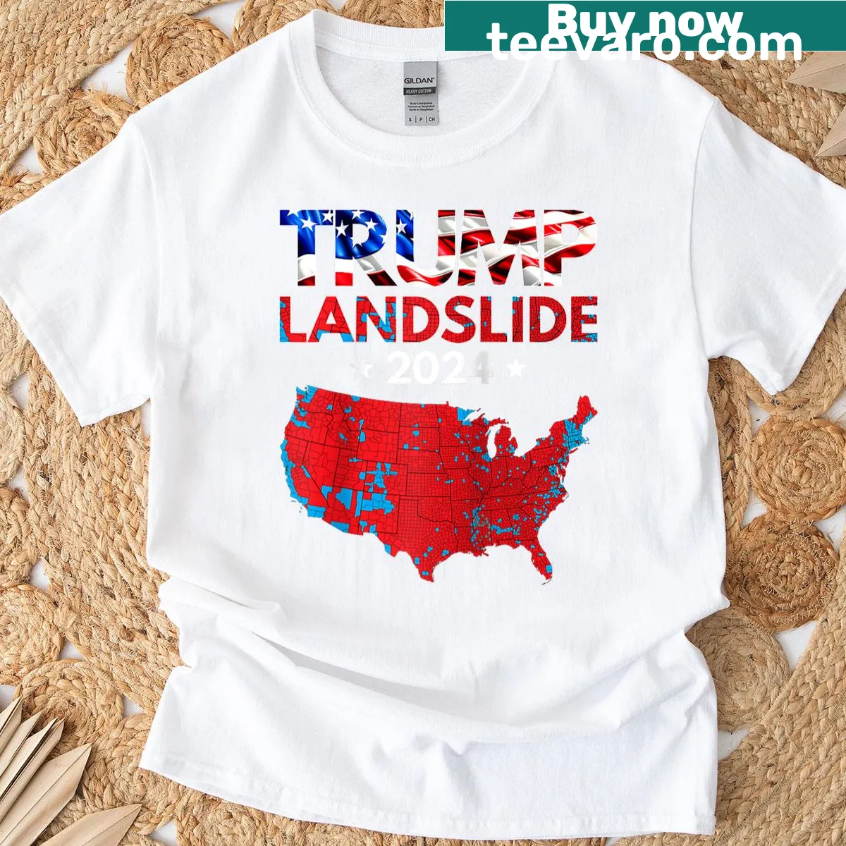 Raglan baseball tee featuring the 2024 electoral map — on a men's t-shirt