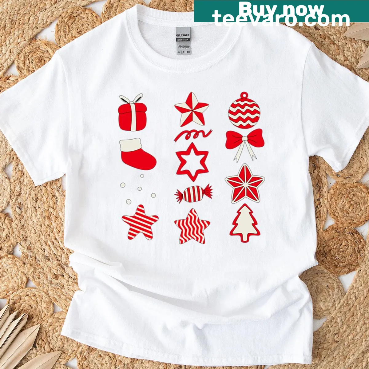 Festive Christmas ornament graphic T-shirt for holiday celebrations — on a men's t-shirt