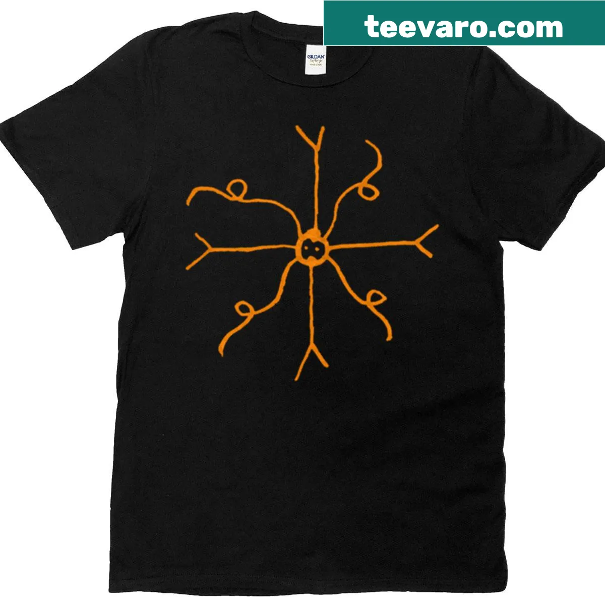 Illustration of a squiggle turning into a pattern on a T-shirt — on a men's t-shirt