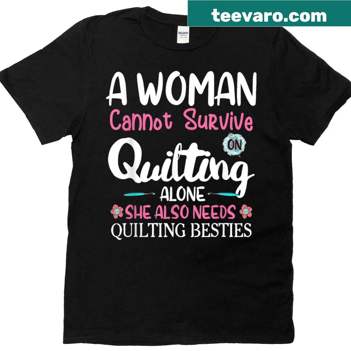 Funny quilting T-shirt with humorous text about friendship — on a men's t-shirt