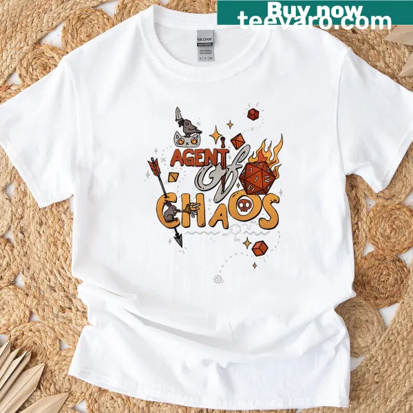 Agent of Chaos DnD alignment graphic T-shirt with playful illustrations